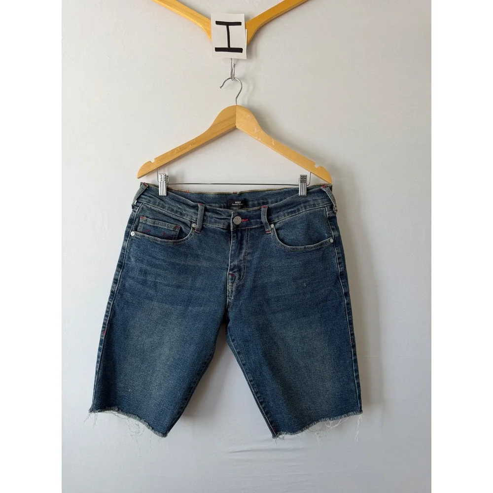 True Religion Shorts Ricky Relaxed Straight Denim Distressed Blue Men 34